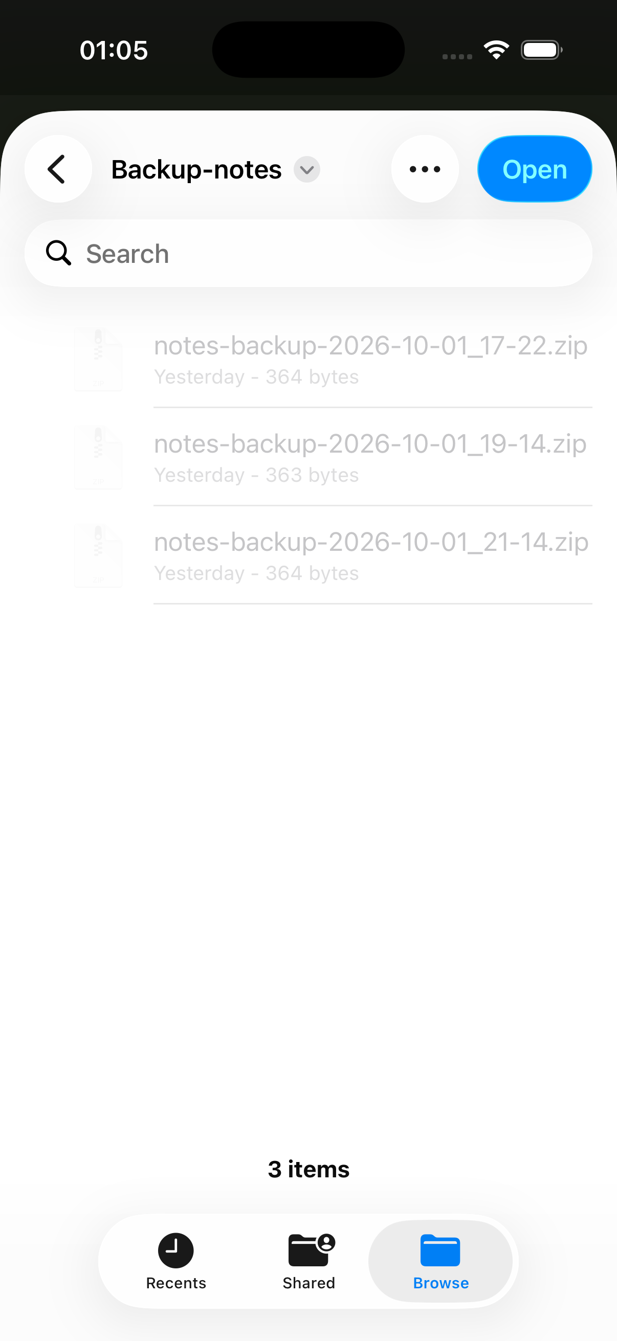 Backup history